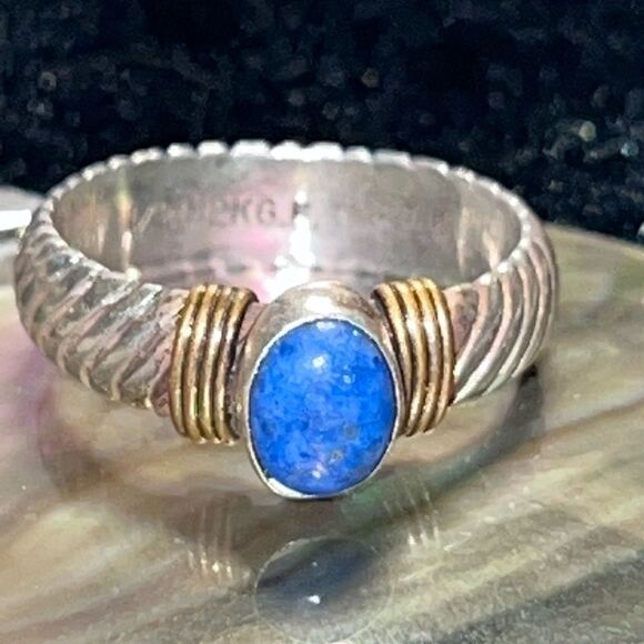 Vintage Sterling 12K Blue Kyanite Twisted Rope Ring size 8 - Picture 4 of 13